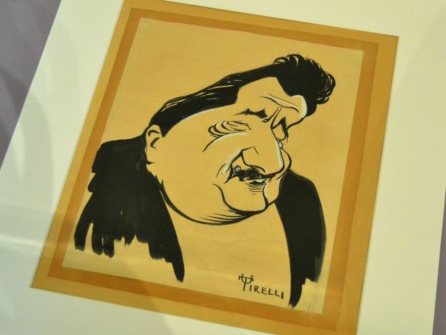 Alfredo Testoni disegnato in caricatura da Tirelli