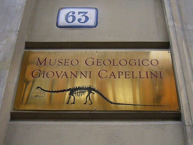 Targa all'ingresso del Museo Geologico Capellini 