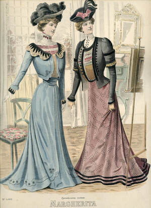 Tavole di moda femminile. Raccolta di 389 tavole di moda francese e italiana del sec. XIX e inizio del secolo XX