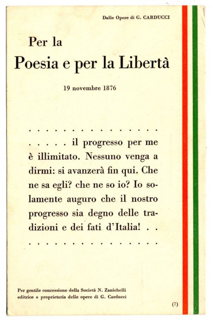 Dal disorso di Carducci agli elettori del Collegio di Lugo, cartolina