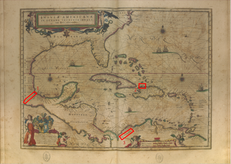 Mappa delle isole dell'America Centrale (1662)