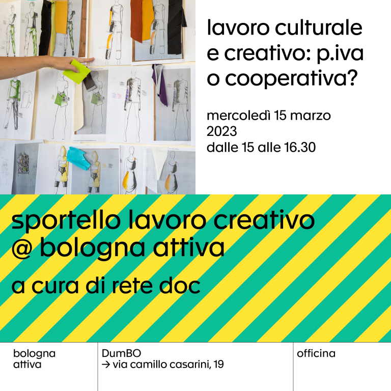 copertina di Sportello Lavoro Creativo @ Bologna Attiva: P.IVA o cooperativa?