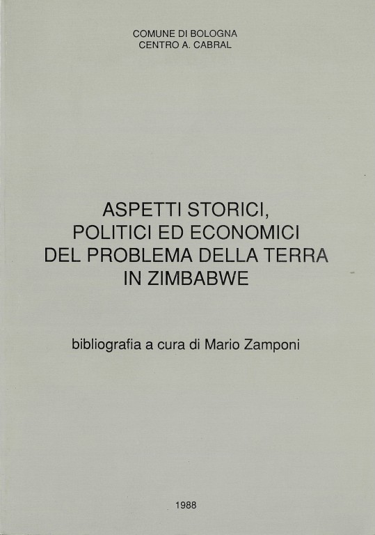 copertina di Aspetti storici, politici ed economici del problema della terra in Zimbabwe: bibliografia