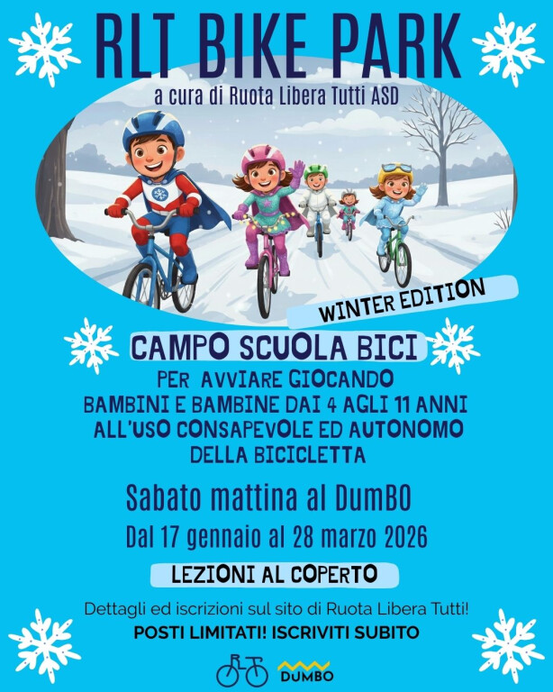 copertina di Bike Park RLT 2026. L’inverno si pedala. Insieme.