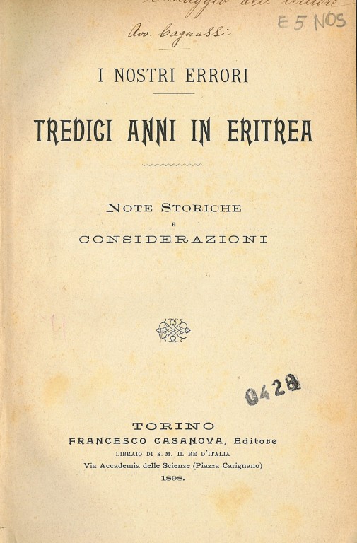 copertina di Tredici anni in Eritrea