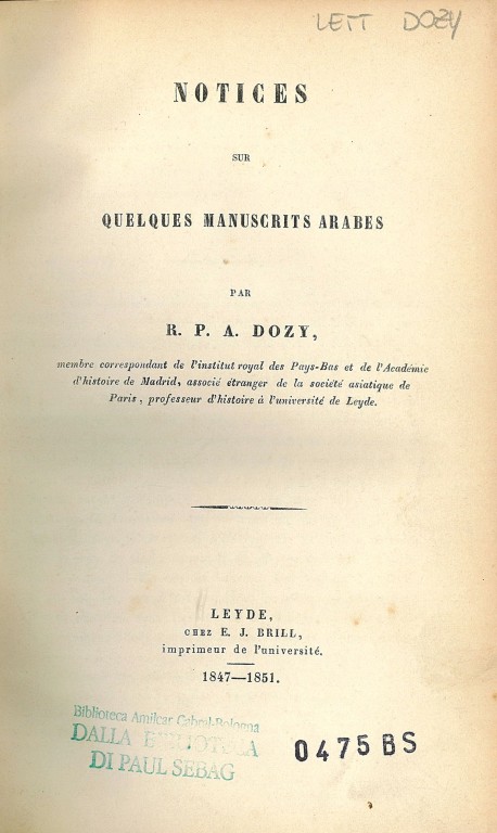 copertina di Notices sur quelques manuscrits arabes