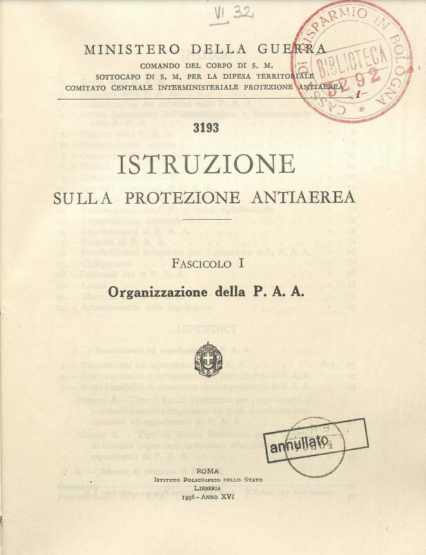 copertina di Istruzione sulla protezione antiaerea