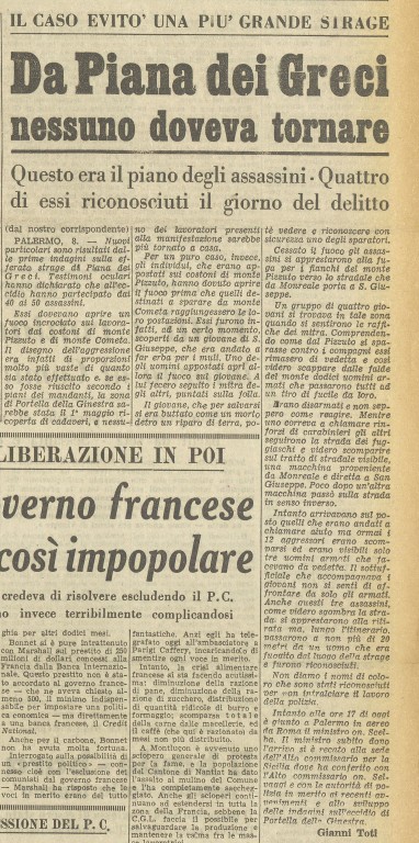 «l'Unità», 9 maggio 1947