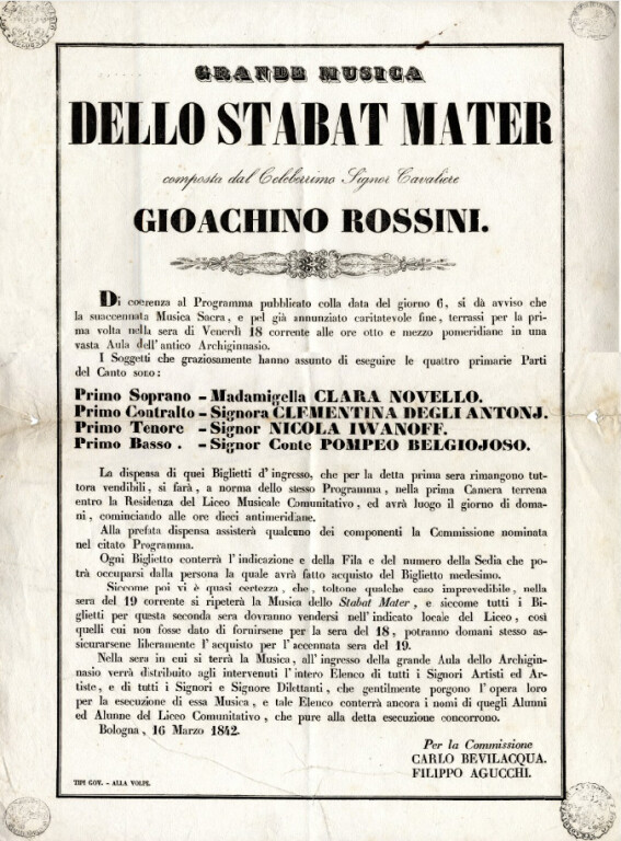 immagine di Grande musica dello Stabat Mater composta dal celeberrimo Cavaliere Gioachino Rossini