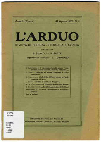 L'Arduo, rivista mensile di scienza, storia