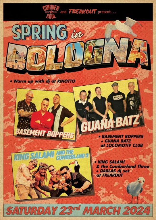 copertina di Spring in Bologna: Guana Batz  + Basement Boppers