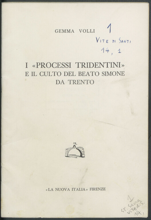 Gemma Volli, I "processi tridentini" e il culto del beato Simone da Trento (1963)