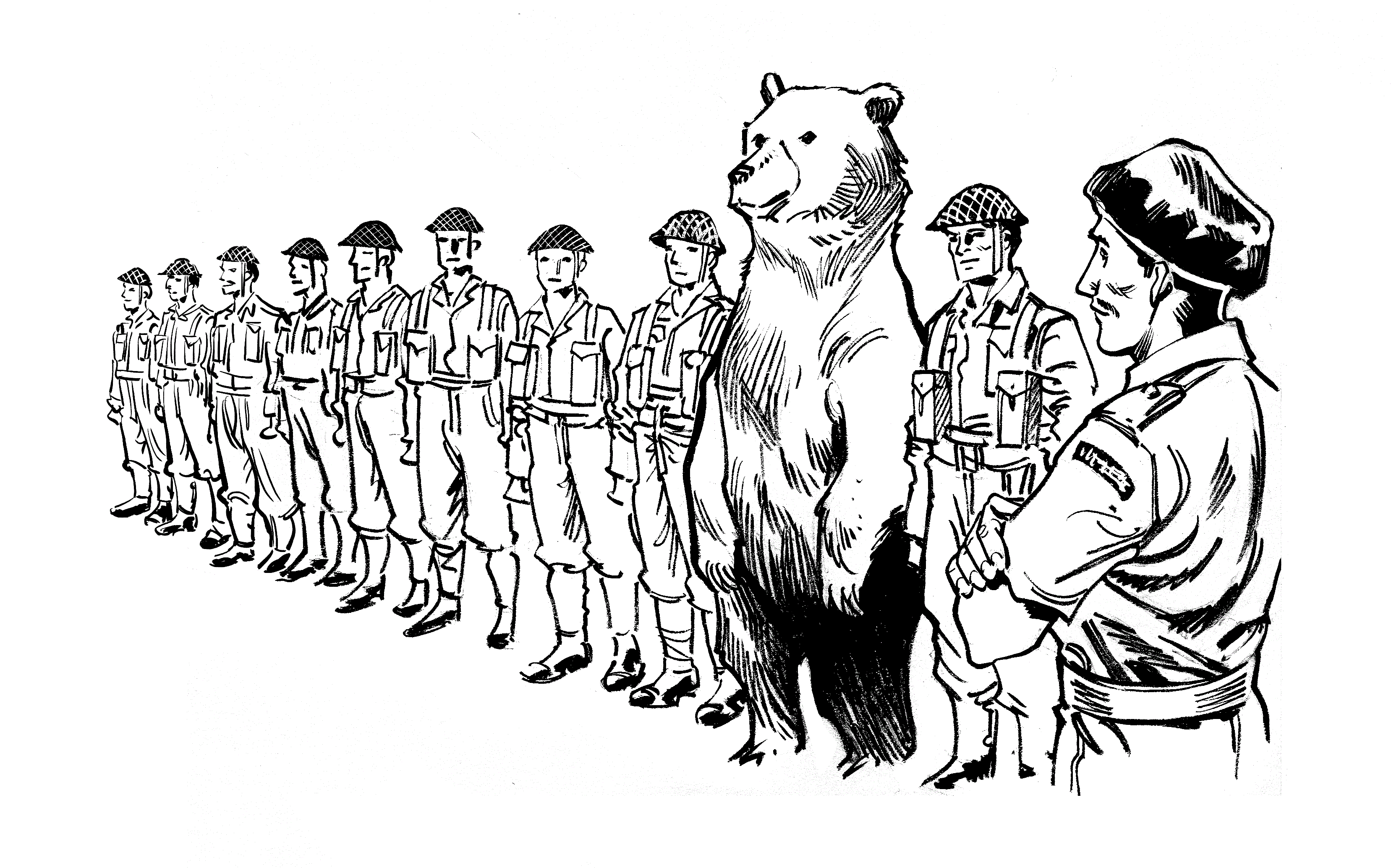 immagine di Disegno di Wojtek con i suoi commilitoni