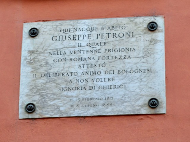 Lapide sulla casa di Giuseppe Petroni 