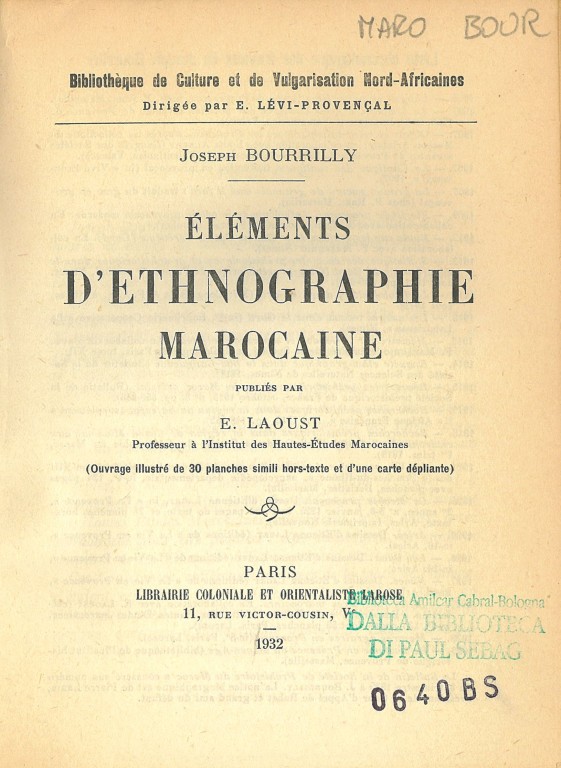 cover of Eléments d'ethnographie marocaine