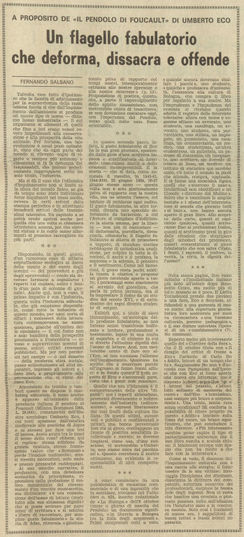 immagine di Fernando Salsano, Un flagello fabulatorio che deforma, dissacra, offende («L'Osservatore Romano», 13 novembre 1988)
