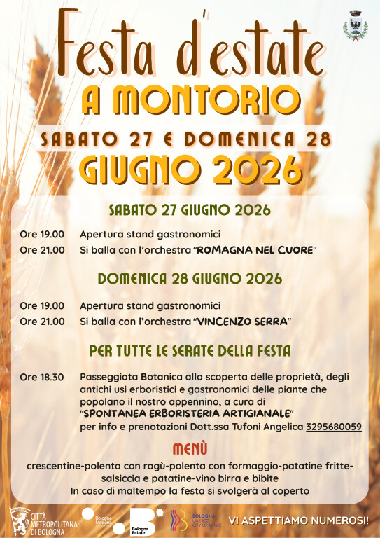 copertina di Festa d'estate a Montorio: musica , tradizione e erbe selvatiche in Appennino