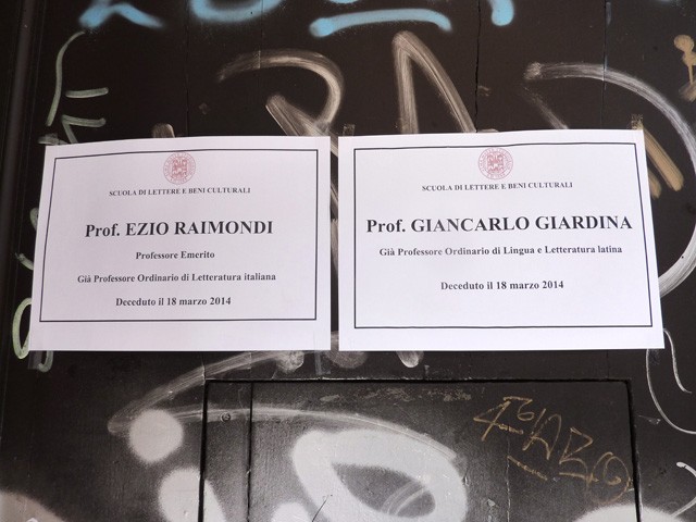 L'annuncio della scomparsa dei prof. Raimondi e Giardina