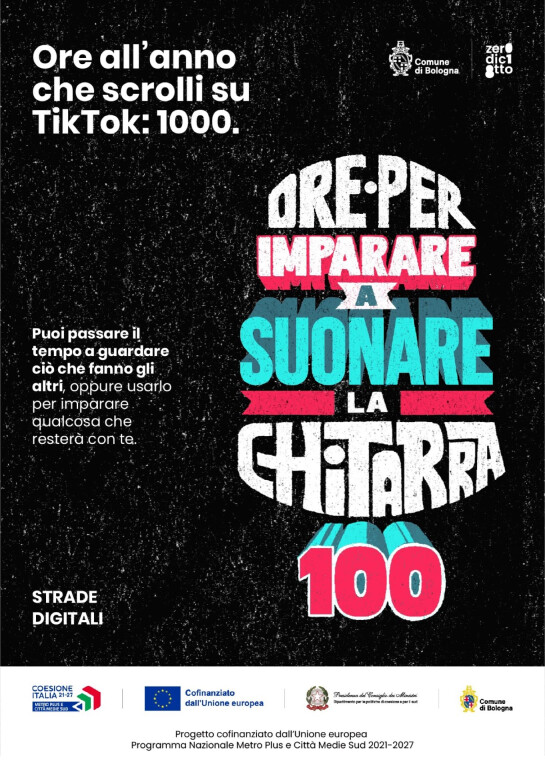 immagine di Ore all'anno che scrolli su TikTok: 1000. Ore per imparare a suonare  la chitarra: 100
