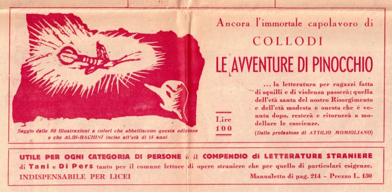 Depliant promozionale della Libreria editrice Paci La Tifernate (1945)