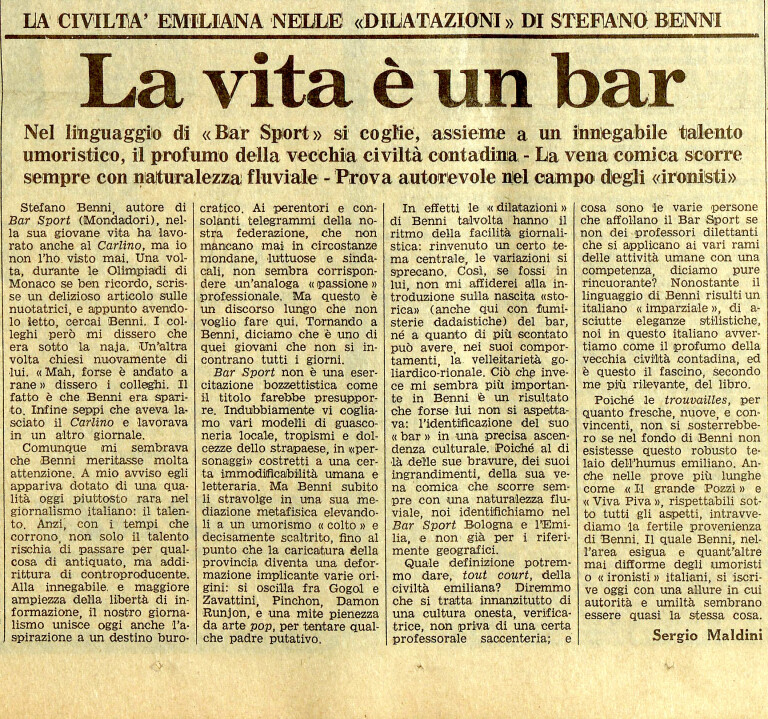 immagine di Le recensioni: Sergio Maldini, La vita è un bar