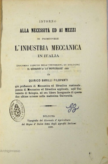 cover of Intorno alla necessità ed ai mezzi di promuovere l'industria meccanica in Italia