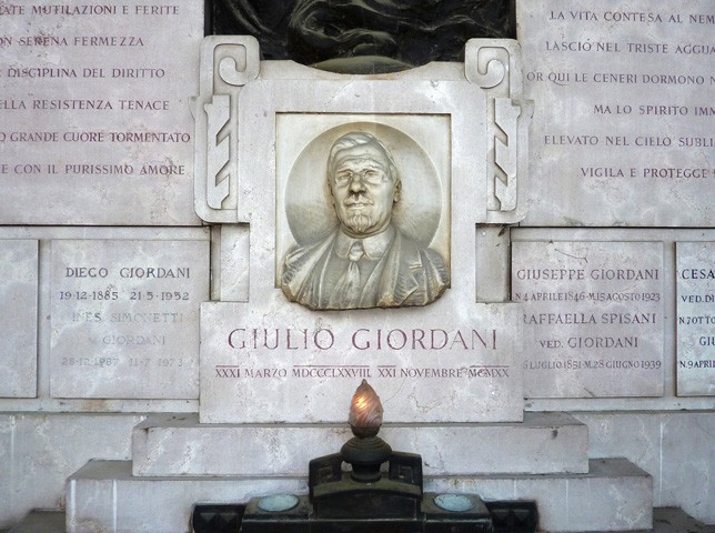 Tomba di Giulio Giordani nel cimitero della Certosa (BO)