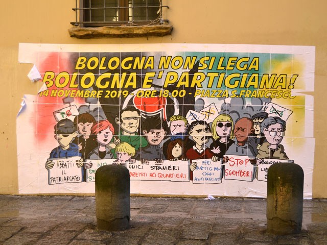 Bologna non si Lega - Manifesto in via Zamboni (BO)