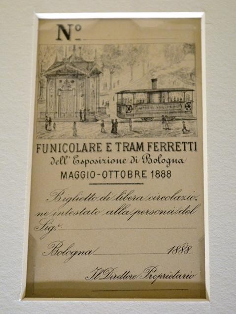 Biglietto della funicolare e tram Ferretti per l'Esposizione Emiliana del 1888 