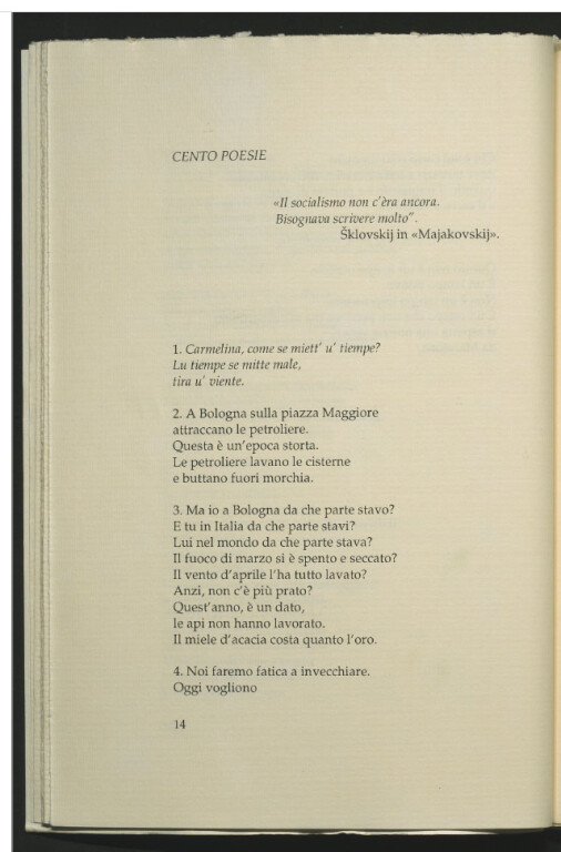 Roberto Roversi, Cento poesie (1978), in Il libro Paradiso. Undici poesie degli anni '70 e '80 con una acquaforte di Piero Guccione.