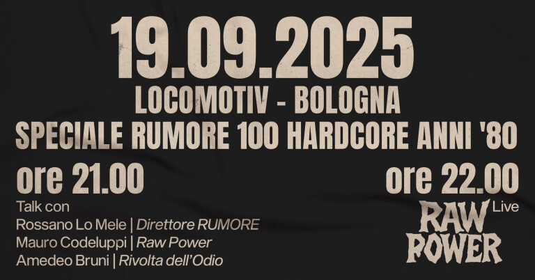 copertina di RAW POWER live | RUMORE X BIGLIA | Talk live