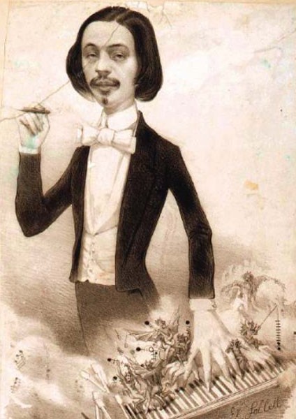 Caricatura del virtuoso Adolfo Fumagalli 