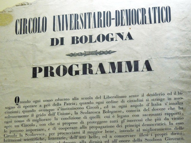 Programma del Circolo Universitario Democratico presieduto da Quirico Filopanti