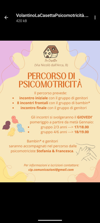 immagine di Ciclo di incontri di psicomotricità