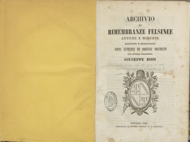 immagine di Giuseppe Bosi, Archivio patrio di antiche e moderne rimembranze felsinee (1853-1859)