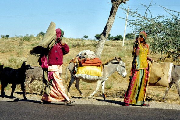 Nomadi in cammino verso Jaisalmer - India - 2004