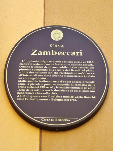 Casa Zambeccari - cartiglio