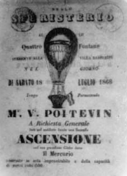 Manifesto pubblicitario di un'ascensione di Mme Poitevin