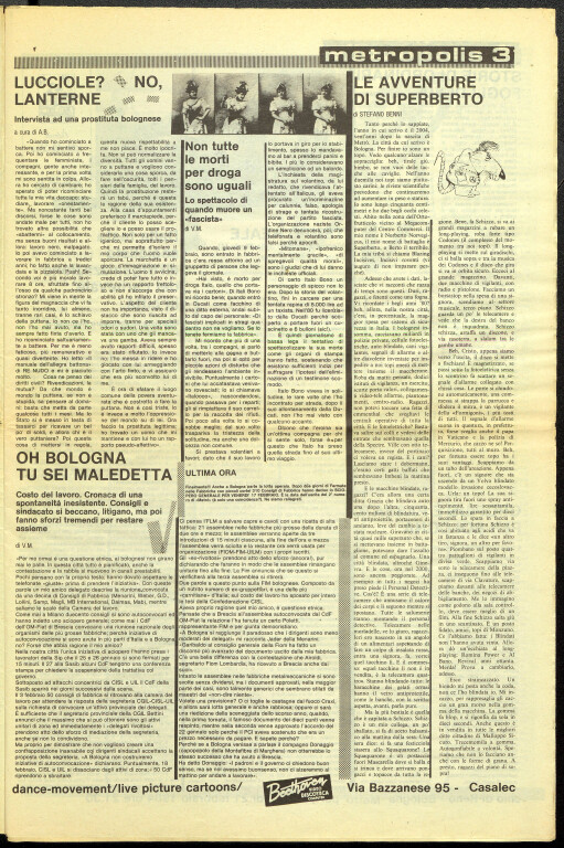 immagine di Stefano Benni, Le avventure di Superberto («Metrò», 1984)