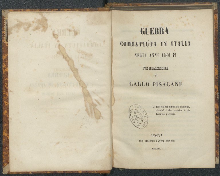 immagine di Carlo Pisacane, Guerra combattuta in Italia negli anni 1848-49 (1851)