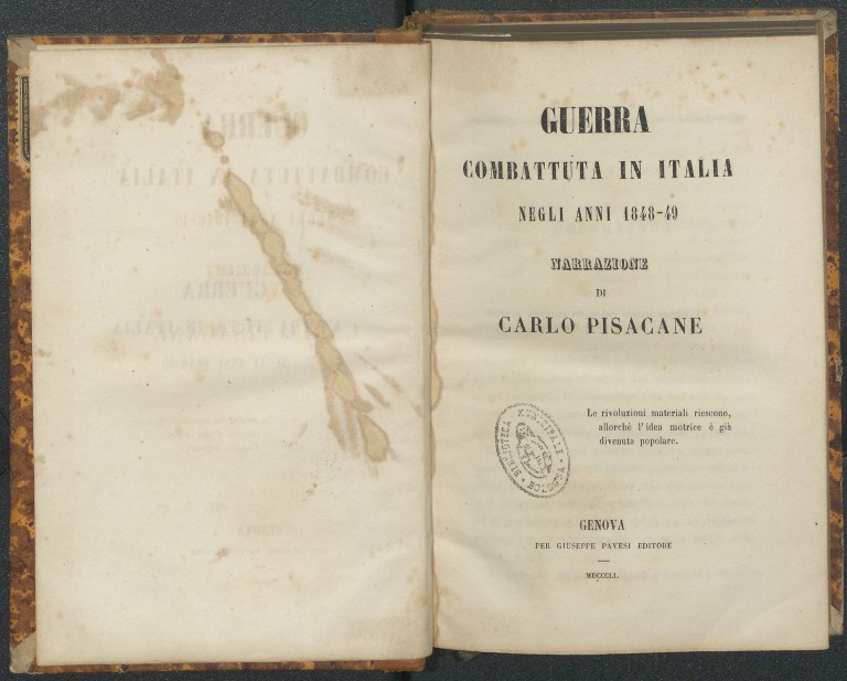 image of Carlo Pisacane, Guerra combattuta in Italia negli anni 1848-49 (1851)