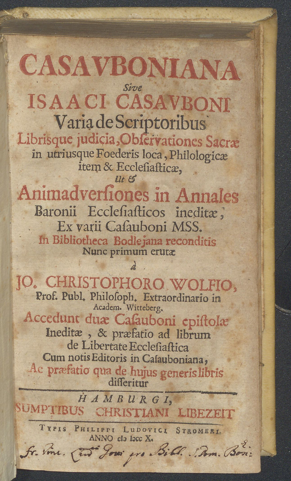 Isaac Casaubon, Casauboniana (1710)