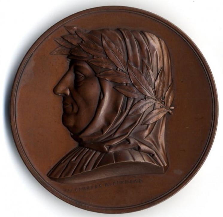 immagine di Medaglia con ritratto di Petrarca coniata per le celebrazioni del 1874