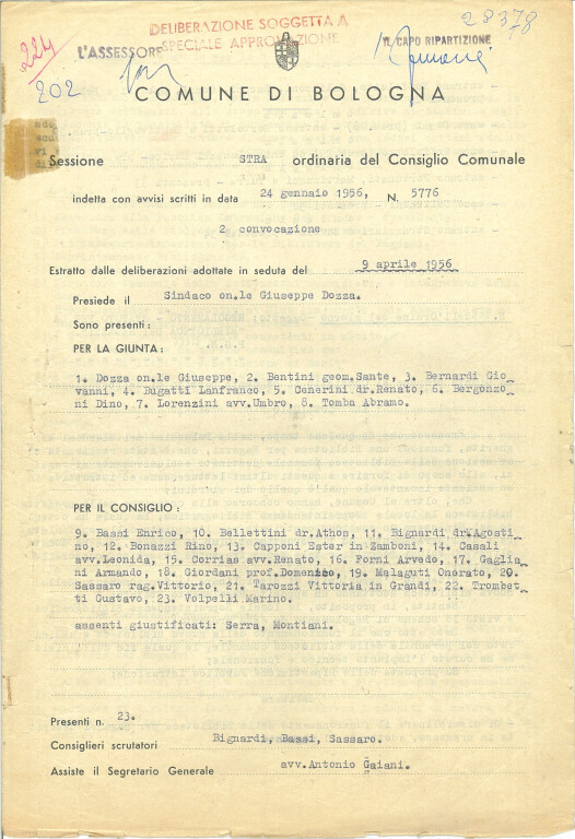Approvazione del regolamento-statuto per la "Biblioteca dei ragazzi" (9 aprile 1956)