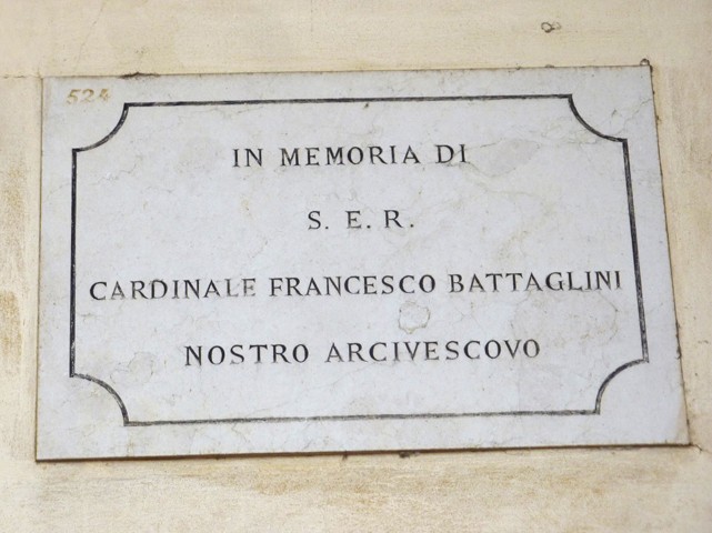 Targa a ricordo di S.E. card. Francesco Battaglini 