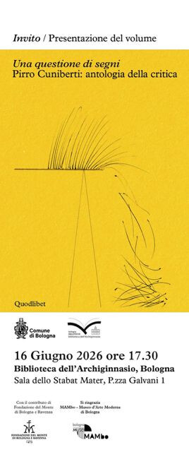 copertina di Una questione di segni. Pirro Cuniberti: antologia della critica