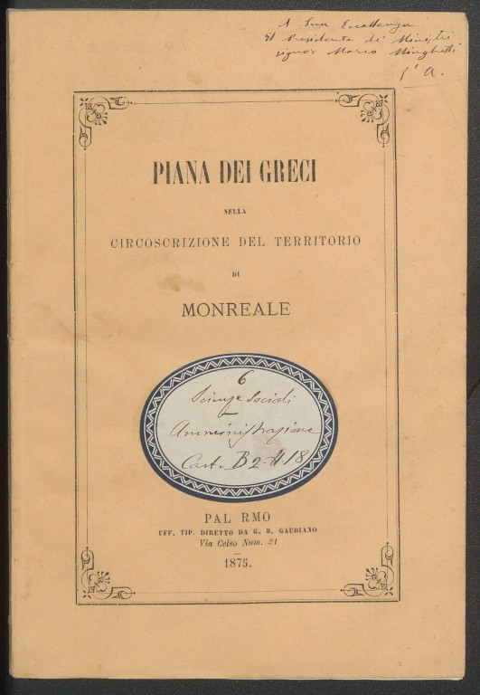 Giuseppe Bennici, Piana dei Greci (1875)