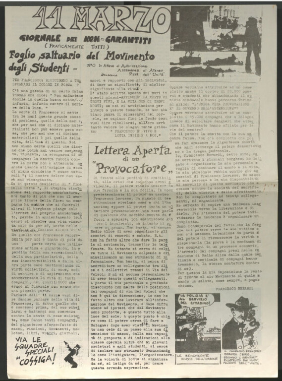 «11 marzo. Giornale dei non garantiti (praticamente tutti)», n. 0 in attesa di autorizzazione.