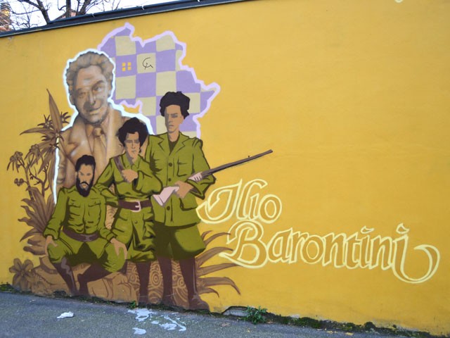 Murale dedicato a Ilio Barontini nel quartiere Cirenaica (BO)