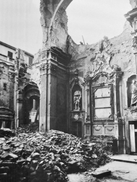La chiesa del Corpus Domini colpita dai bombardamenti